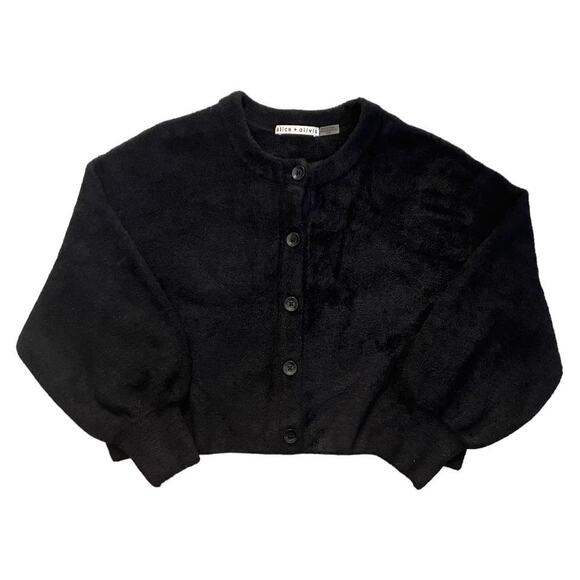 Alice + Olivia Black Super Soft Oversized Button Cardigan XS - Picture 1 of 5